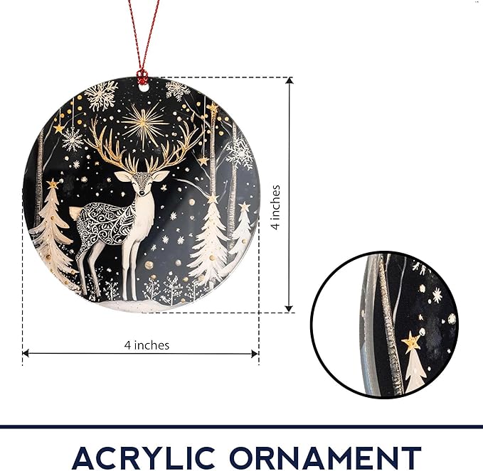 Reindeer Christmas Ornaments 2026, Scandinavian Christmas Decor Ornament, Dated Christmas Ornament 2026, Hanging Indoor Reindeer Christmas Decoration, Elegant Holiday Ornaments
