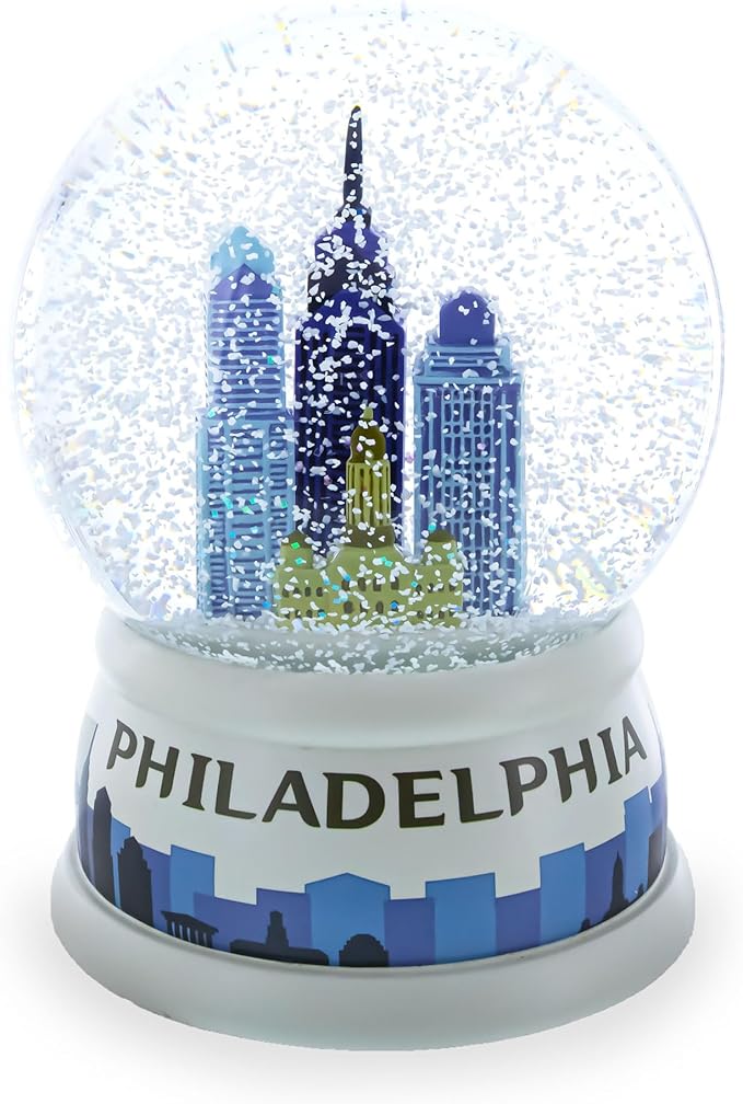 Philadelphia Skyline Glass Water Snow Globe
