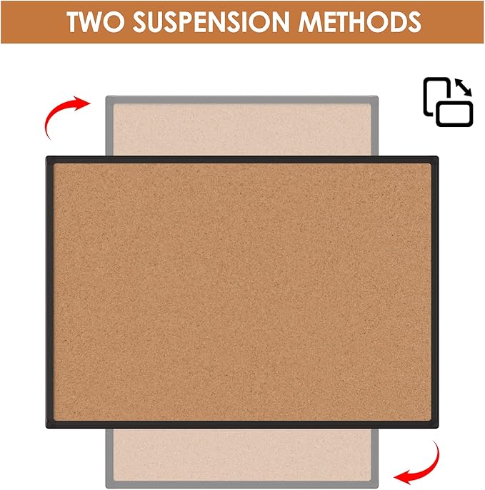 Cork Board Bulletin Board 20 x 30, Black Aluminium Framed Corkboard, Office Board for Wall Cork, Large Wall Mounted Notice Pin Board with 16 Push Pins for School, Home & Office