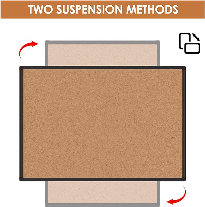 Bulletin Board 48 x 36, Black Aluminium Framed 4x3 Corkboard , Large Wall Mounted Notice Board with 18 Push Pins for School, Home & Office