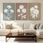 BINCUE Boho Floral Wall Painting Framed Botanical Wall Art Decor Flower Print Flower Artwork Floral Art Prints Flowers Pictures for Living Room Bedroom Dining Room Farmhouse 16x24 Inch Set of 3 Gift
