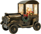 Christmas Snow Globe Lantern Truck Water Glittering Globe with Snowman 8 Music Songs Christmas Snow Globes USB & Battery Operated for Christmas Festival Decorations Gifts (Truck-Snowman)