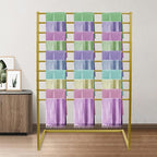 10 Tier Metal Scarf Organizer Holder, Freestanding Scarf Rack, Scarf Holder Organizer for Commercial Clothing Retail Store Towel Rack Ties Belt Pants Hanging (Gold, 39.37 * 15.75 * 57.09in)