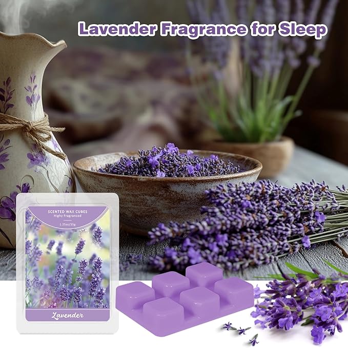 SCENTORINI Wax Melts Wax Cubes, Summer Scent, Lavender Wax Melts for Sleep, Scentsy Wax Melts for Warmer 4 Pack, Scented Soy Wax Strong Scent, 4 * 1.25oz