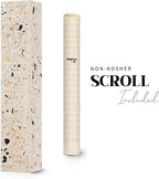 SURI Mezuzah Case – 5 Inch Terrazzo Cream and Pink Concrete Jewish Door Mezuza Cover with Printed Scroll, Self-Stick Adhesive, Fits a 4 Inch Scroll, Gift Box Included