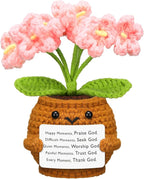 Wavwavw Christian Gift for Women Positive Handmade Crochet Doll with Bible Verse Prayer Card Inspirational Scripture Religious Crochet for Christmas Sunday Group Church