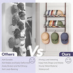 SWTYMIKI Over Door Hat Organizer - 3 Tier Wall Mounted Hat Rack with 2 Adjustable Metal Basket and 3 Hooks, Hanging Baseball Cap Organizer Storage Holds up to 29 Caps for Door, Bedroom, Closet