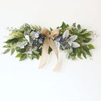 Floral Swag, Artificial Front Door Wreath Eucalyptus Leaves Garland, Artificial Mixed Eucalyptus Leaves Swag, Greenery Swag with Daisy Flower for Home Wall Wedding Party Decoration(#1)