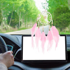 uxcell 2pcs Dream Catchers, Small Handmade Feather Dreamcatcher Supplies Car Charm with Crystal Beads Wall Hanging Decor for Home Car Decoration Ornament Women Friend Gift, Pink