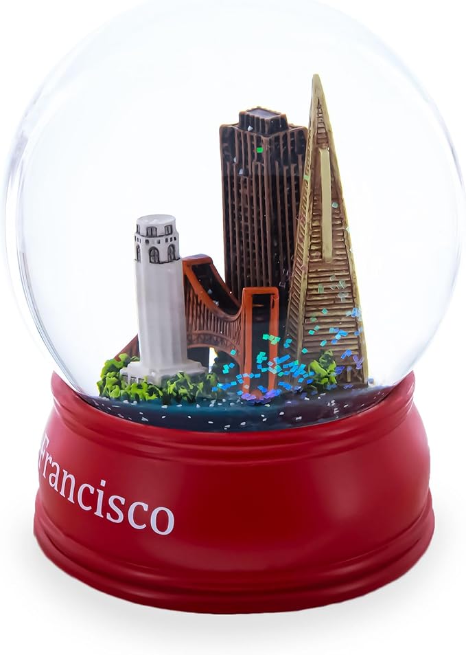San Francisco Skyline with Iconic Landmarks Glass Water Snow Globe