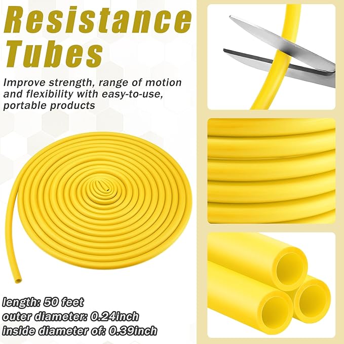 1 Roll Resistance Tubes Exercise Tubing 50ft Exercise Bands Tubing for Therapy, Lower Pilates, Home Workouts, Rehab Core