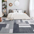 FlyDOIT Modern Geometric Patchwork Area Rug, 6x9 Gray Large Rugs for Living Room, Rockwood Collection Indoor Rugs for Bedroom, Throw Carpet Floor Decor for Entryway Dining Room Office Dorm Nursery