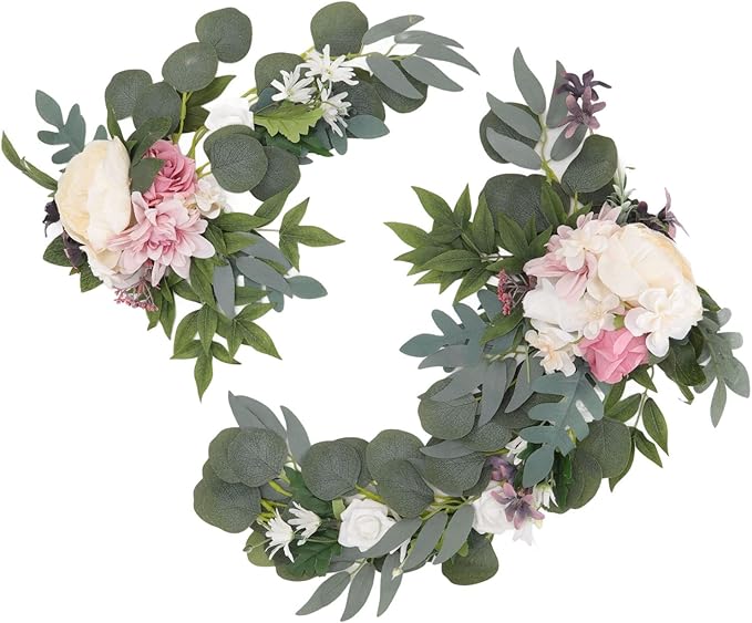 Decorative Arch Flowers for Wedding, 2pcs Hanging Flowers Swag, Wedding Arch Flowers, Artificial Floral Swags for Door Party Wall Home