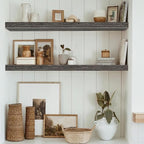 QEEIG Floating Shelves for Wall 35.4" Long - Wall Mounted Shelf Bathroom Kitchen Living Room Bedroom Farmhouse Home Decor Display Bookshelf Large 35.4 x 9.3 inch Set of 2, Grey (008-90GY)