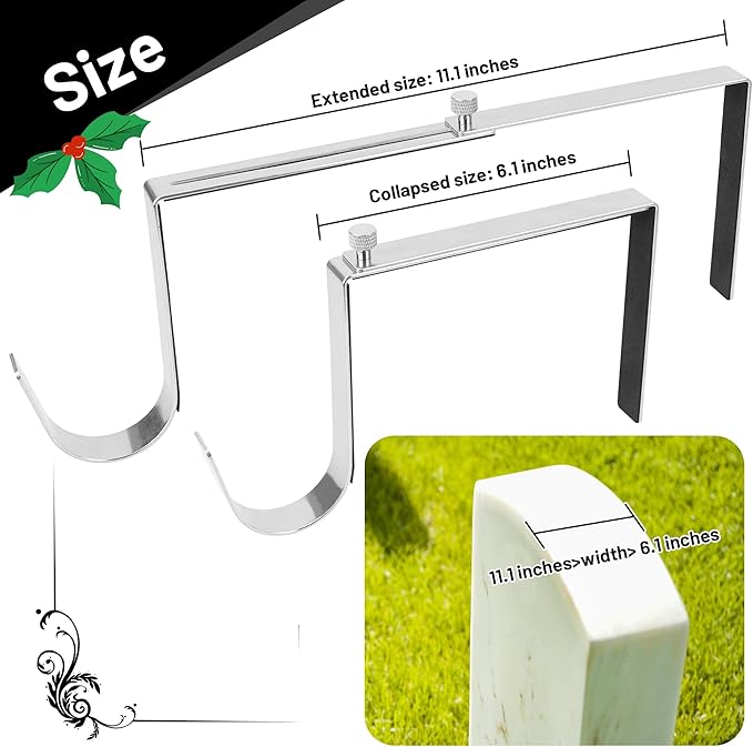 Adjustable Cemetery Wreath Hangers with Protective Pads for Headstones - Fits 6-11 Inch Tombstones, Christmas、Easter、Memorial Day Grave Decor Wreath Holders, Width Adjustable Design - 2 Pack