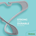 NEATERIZE Clothes Hangers Plastic 100 Pack for Adults - Plastic Hangers, The Perfect Coat Hanger and Space Saving Clothes Hangers for Closet - Grey Hangers