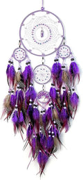 Large Dream Catchers, Boho Handmade Native Macrame Dream Catchers Wall Hanging for Bedroom Living Room Wedding Party Decor, Festival Blessing Gift for Kids Boys Girls (Purple & Black)