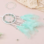 Pretty Jolly Crystal Stone Small Dream Catchers Mint Green Feathers Mini Dreamcatchers with Beads for Cars Rear View Mirror Hanging Decoration Good Luck Travel Charm Bedroom Ornaments for Women Girls