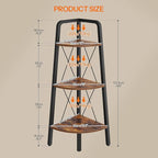 HOOBRO Corner Shelf, 3-Tier Corner Shelf Stand, 40” Tall Ladder Bookshelf, Industrial Corner Display Shelf Plant Stand for Living Room, Kitchen, Home Office, Rustic Brown BF143CJ01