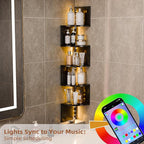 HAAYOT Corner Shelf Wall Mounted: 5-Tier Floating Shelves with Lights for Living Room, Bedroom, Home Office, Black