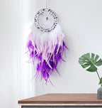 Purple Dream Catchers, Handmade Traditional Circular Net with Lucky Crystal Stones, Perfect Wall Hanging for Home Decor, Girl’s Bedroom, Art Ornament Craft Gift (Purple and Pink)