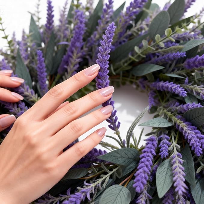 26 Inch Lavender Eucalyptus Wreaths for Front Door, Spring Summer Wreath,Large Eucalyptus Outdoor Wreath with Greenery Leaves for Porch,Wall,Holiday,Home Decor- Spring, Summer, Fall, All Seasons