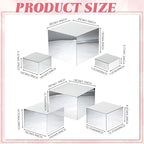 Geelin 6 Pack Acrylic Risers for Display Acrylic Cube Boxes Risers Display Stands with Hollow Bottoms Decorative Stand for Jewelry Candy Table Decor 6 Sizes(Silver,3 to 8 Inch,Square)