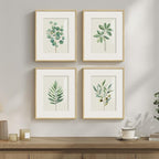 Framed Sage Green Botanical Wall for Kitchen, 4 Piece Minimalist Modern Farmhouse Plant Artwork for Walls, Boho Green Leaf Picture Prints for Kitchen Bathroom Bedroom Living Room Decor, 8x10 Inch