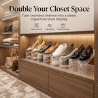 14 Pack Shoe Slot Organizer, Double Layer Space Saver, 3 Levels Adjustable, Durable and Stackable Shoe Holder for Sneakers Heels and Flat.