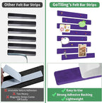 Cork Board for Walls - 8 Pack Felt Pin Board Bar Strips - Self-Adhesive Lightweight Bulletin Board - Cork Board for Office with 40 Push Pins No Damage for Wall (Violet)
