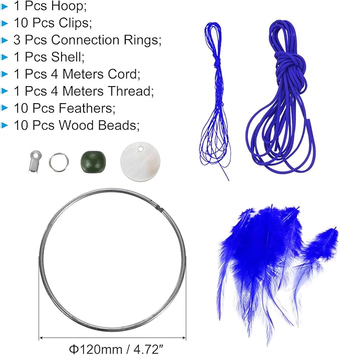 PATIKIL DIY Dream Catcher Kit, Making Dream Catcher Supplies Wall Hanging Handmade Dream Catcher Kits for Beginner Style 3, Blue