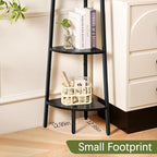 Yoobure Corner Shelf Stand, 5-Tier Bookshelf with LED Lights & Steel Frame, Tall Storage Shelves for Living Room, Bedroom, Office, Multi-Purpose Display Bookcase