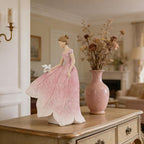Guichifun Fairy Statue Collection Home Decoration - Pink Leaf Angel Girls Resin Home Garden Decor for Outside or Inside Rustic Fairy Garden Figurines Gifts for Women 8.5 x 5.25 x 12 Inch