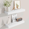 Fun Memories Floating Shelves Bathroom for Wall Mounted Shelves, 20 Inch Wood Shelf Set of 2, Home Storage & Display Decor, White