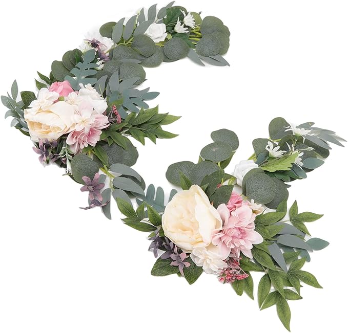 2pcs Top ABS Hanging Flower Swags - Lifelike Artificial Decorative Arch Flowers for Wedding, Party, Photography & Outdoor Events