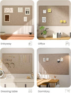 Fluxynara Bulletin Board,35.4" x 23.6" Cork Board Alternative with 12 Safe Removable Adhesive Tabs, Foldable Felt Pin Board for Home Office, Classroom, Bedroom,Entryway for Walls—Taupe