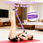 Pedal Resistance Band with Handle, Natural Rubber Foot Resistance Bands with Handles, New 6-Tube Manual Resistance Training Pedal Resistance Foot Pedal para Abdomen, Waist, Hands, Legs.