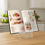 Americanflat Clear Acrylic Book Stand with Ledge - Acrylic Stands for Display - Cook Book Stand, Magazine, and Comic Holder for Tabletop