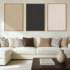 Large Neutral Abstract Wall Art Framed Mid Century Modern Canvas Paintings Artwork Geometric Wall Decor Modern Abstract Artwork Minimalist Art Prints Boho Home Decor for Living Room Bedroom Bathroom Office 36x24 Inch Set of 3