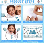 Hello Winter Bulletin Board Set Snowflake Border Classroom Decorations DIY Photo Holiday Snowman Paper Cutouts for Christmas Chalkboard School Home Wall Teacher Supplies