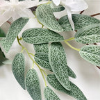 belupai 26.4 Inch Artificial Willows Swag with Flowers, Fake Wall Hanging Greenery Teardrop Dahlia Wreath Eucalyptus Garland with Bow Ribbon for Front Door Farmhouse Decor(White)