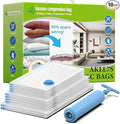AKLL7S Vacuum Storage Bags, 10 Pack Space Saver Bags (2 Jumbo/4 Large/4 Medium) Vacuum Seal Bags for Clothing, Comforters, Blankets, Travel(Hand Pump Included)