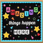 LioNergy Classroom Bulletin Board Decoration Set Welcome Bulletin Board Wall Door Decor for Kindergarten Preschool Elementary Middle School - Amazing Things Happen Here