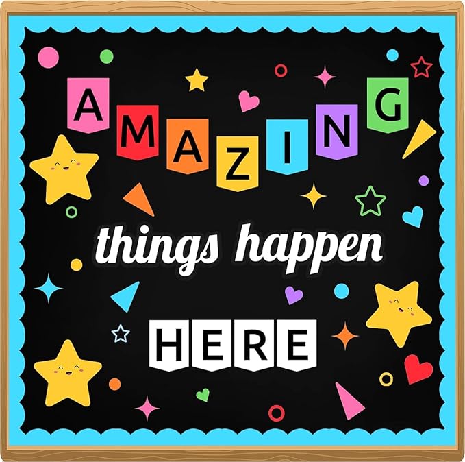 LioNergy Classroom Bulletin Board Decoration Set Welcome Bulletin Board Wall Door Decor for Kindergarten Preschool Elementary Middle School - Amazing Things Happen Here