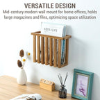 MyGift 11 Inch Premium Acacia Wood Wall Mounted Magazine Rack and File Folder Holder, Mid Century Modern Home Office Hanging Storage for Oversized Magazines