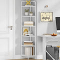 Hzuaneri Corner Shelf Stand, Corner Bookshelf, Plant Shelf, Corner Display Rack, Standing Shelf with Metal Frame for Living Room, Bathroom, Kitchen, Industrial Style, 6 Tier White CS06613W