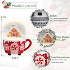 Christmas Snow Globe Musical Gingerbread Men House Christmas Tree Water Snow Globes with 7 Colors Light Change Music Box Home Christmas Decor for Kids