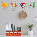 Limitliho Orange-red Cardboard Magazine Holder (2 Pack), Magazine File Holder for Desk, Sturdy Book Bins for Classroom, Vertical File Folder Organizer, 10.6'' H×10.2'' L ×3.5''W Inch Magazine Rack