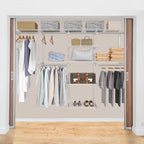 Homde Closet Organizer System Wall Mounted, 4-8 Ft. Adjustable and Expandable Metal Wire Shelving, Custom DIY Wardrobe Kit with Shelf, Clothes Hanging Rods, for Home Closet Laundry Mudroom