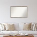 Amanti Art White Wall Mirror 25x37 Hardwood Wedge White Wash Rectangle Bathroom Mirror for Wall Decor Living Room, Large Country Rustic Wood Frame, Hangs Horizonally and Vertically, Bathroom Decor,